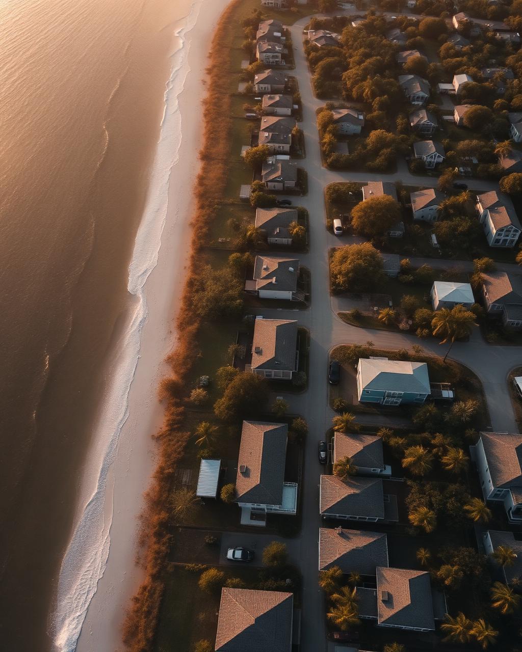 Aerial drone view of a Florida coastal neighborhood