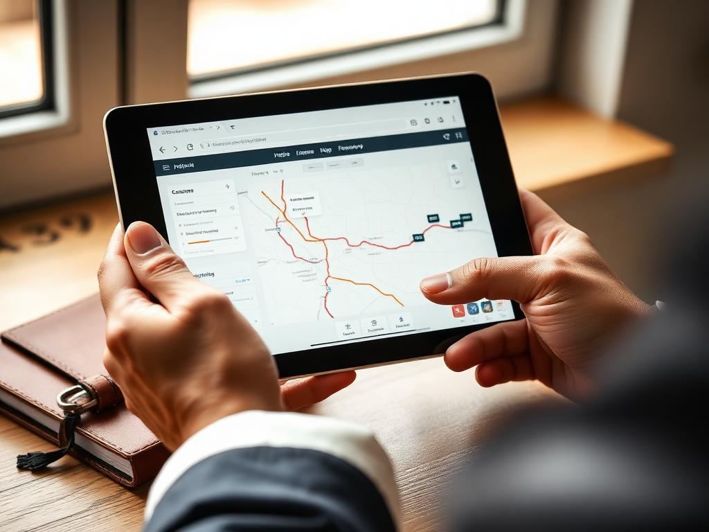 Adjuster reviewing optimized field route on tablet